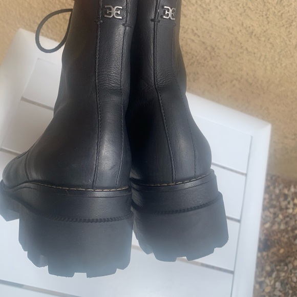 Sam Edelman black leather military combat platform shoelaces boots size 9.5 - Picture 11 of 16